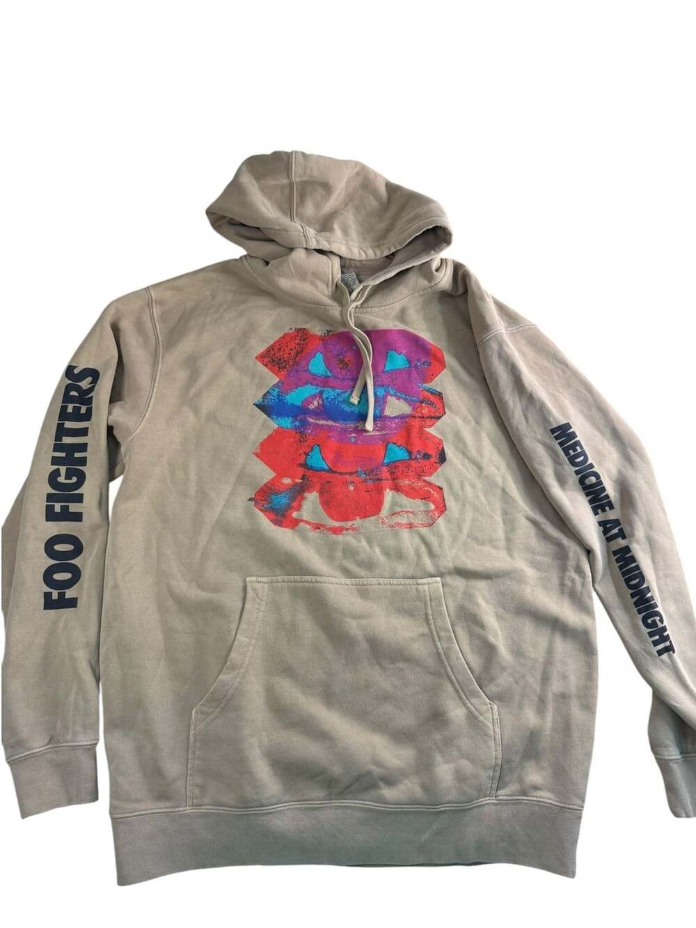Foo Fighters Medicine at Midnight Hoodie Size L Beige Stacked Eye